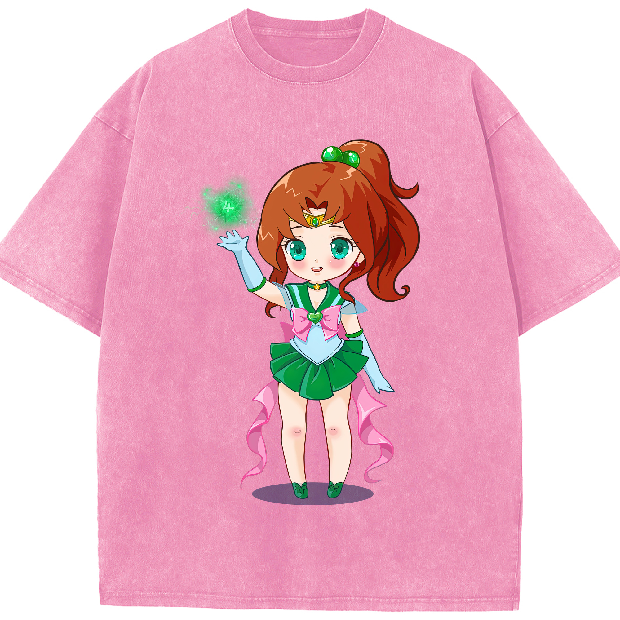 （画像用） 美少女戦士セーラームーン 木野 まこと きの まこと Sailor Moon Kino Makoto （セーラージュピター；Sailor Jupiter） 綿100% ヴィンテージ風 半袖Tシャツ（フロントプリント）